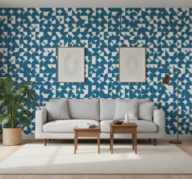 Sininen ympyrägeometrinen tapettimalli - Tenstickers