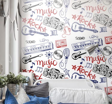 Soittimet Tapetti nuoren huoneeseen - Tenstickers