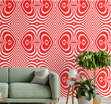 Sydänkuvioinen aihe geometrinen tapetti - Tenstickers