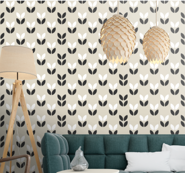 Symmetrinen lehtikuvio geometrinen tapetti - Tenstickers