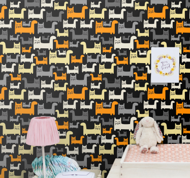 tapetti harmaa kissat Tapetti lastenhuoneeseen - Tenstickers
