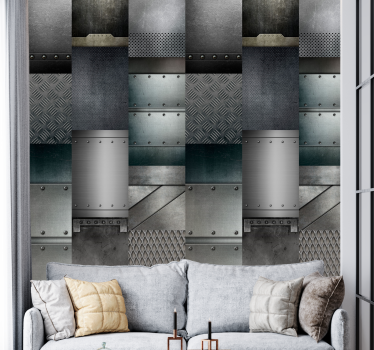 Musta metalli design teollinen tapetti - Tenstickers