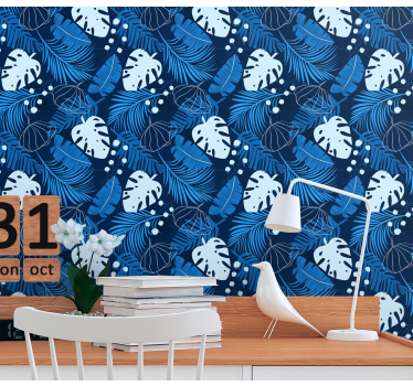 Trooppinen monstera design lehti tapetti - Tenstickers