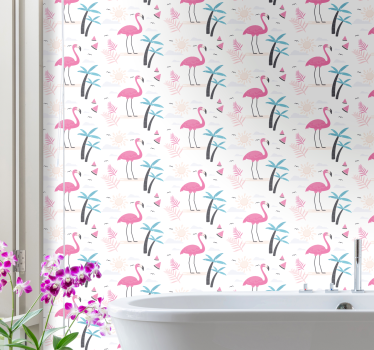 Trooppinen vaaleanpunainen flamingo moderneja tapetteja - Tenstickers