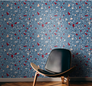 Tummansininen terrazzo-kuvio tapetti olohuone - Tenstickers