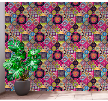 Tummat mandala-laatat laattatapetti - Tenstickers