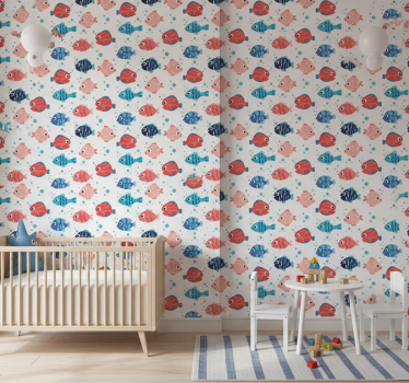 Vaaleanpunaiset ja siniset kalat lastenhuoneen tapetti - Tenstickers