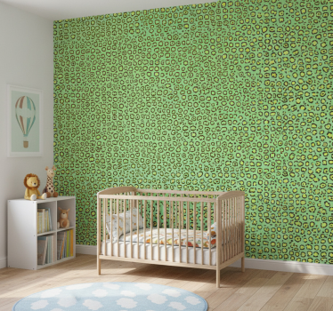 Värikäs leopardi pistaasivihreällä lastenhuoneen tapetti - Tenstickers