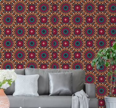 Värikäs mandala makuuhuoneen tapetti - Tenstickers