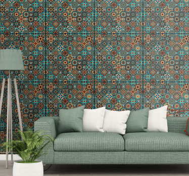Värikäs mosaiikki vintage tapetti - Tenstickers