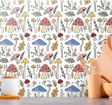 Värikäs sienikuvio luonto tapetti - Tenstickers