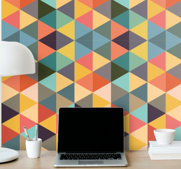 Värikkäitä kolmioita geometrinen tapetti - Tenstickers