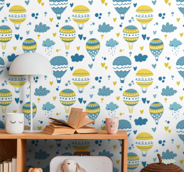 Sinisiä ja keltaisia ilmapalloja lastenhuoneen tapetti - Tenstickers