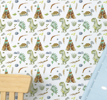 Vesiväri dinosaurukset Tapetti lastenhuoneeseen - Tenstickers