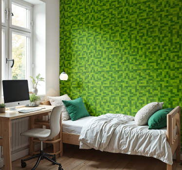 Vihreän neliön pelisuunnittelu tapetti teinin huoneeseen - Tenstickers