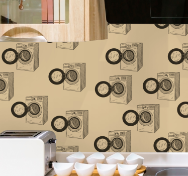 Vintage pyykinpesukoneet keittiötapetti - Tenstickers
