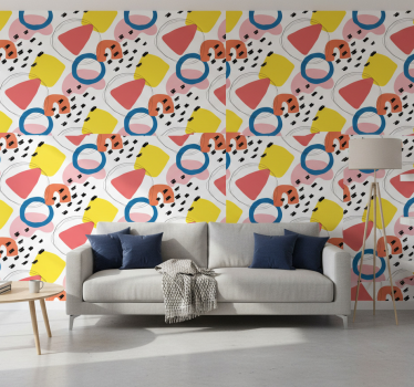 Vintage tapetti geometrinen kuvio maalauksellinen taide - Tenstickers