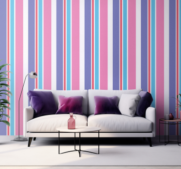 Violetti ja pinkki pystysuora raitatapetti - Tenstickers