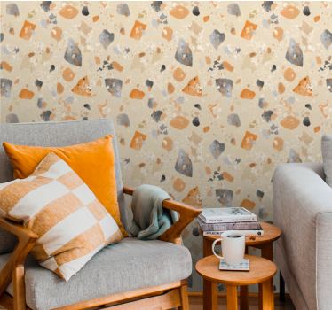 Yksivärinen terrazzo-kuvio tapetti olohuone - Tenstickers